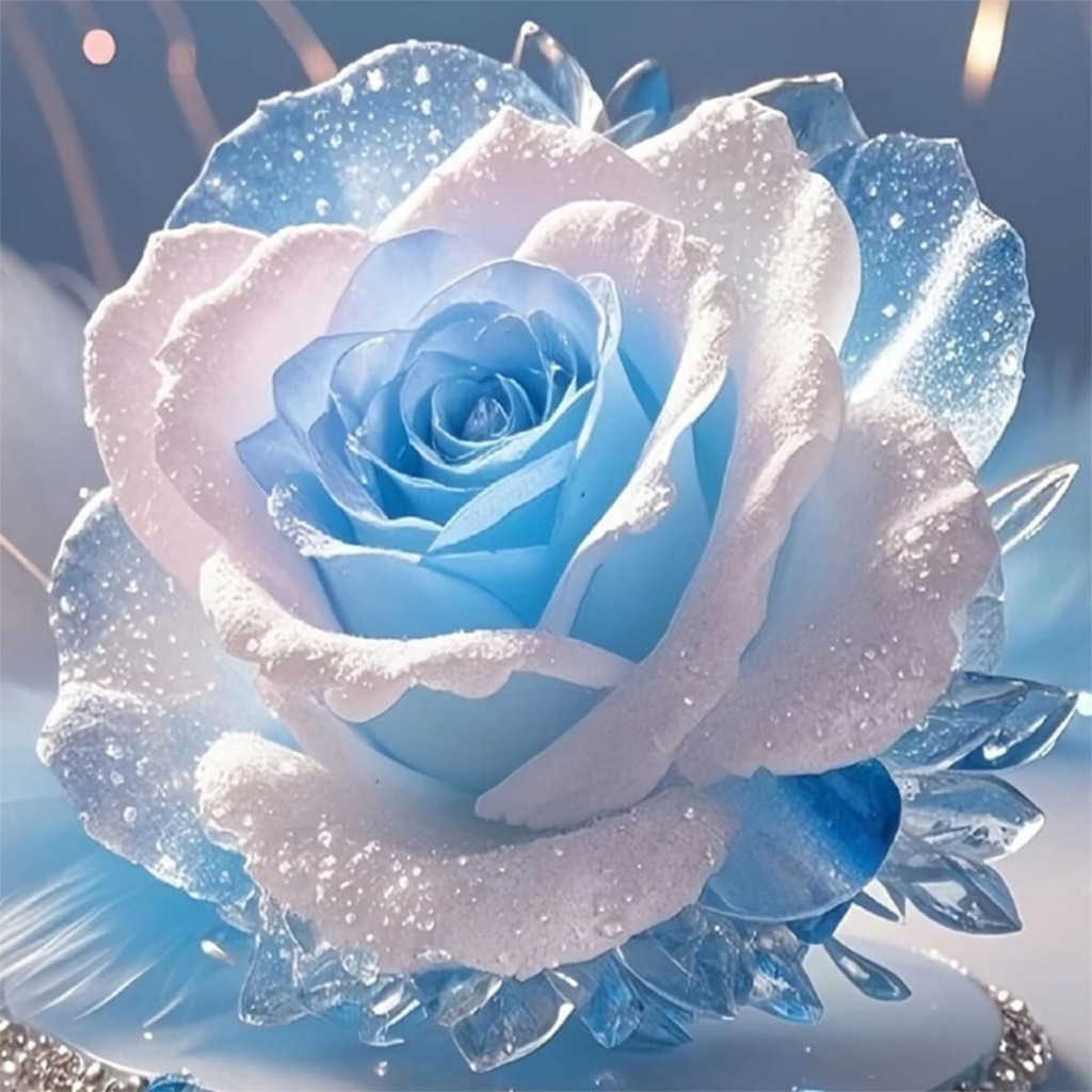 Pale Blue and White Rose jigsaw puzzle in Carolyn Wright puzzles on TheJigsawPuzzles.com
