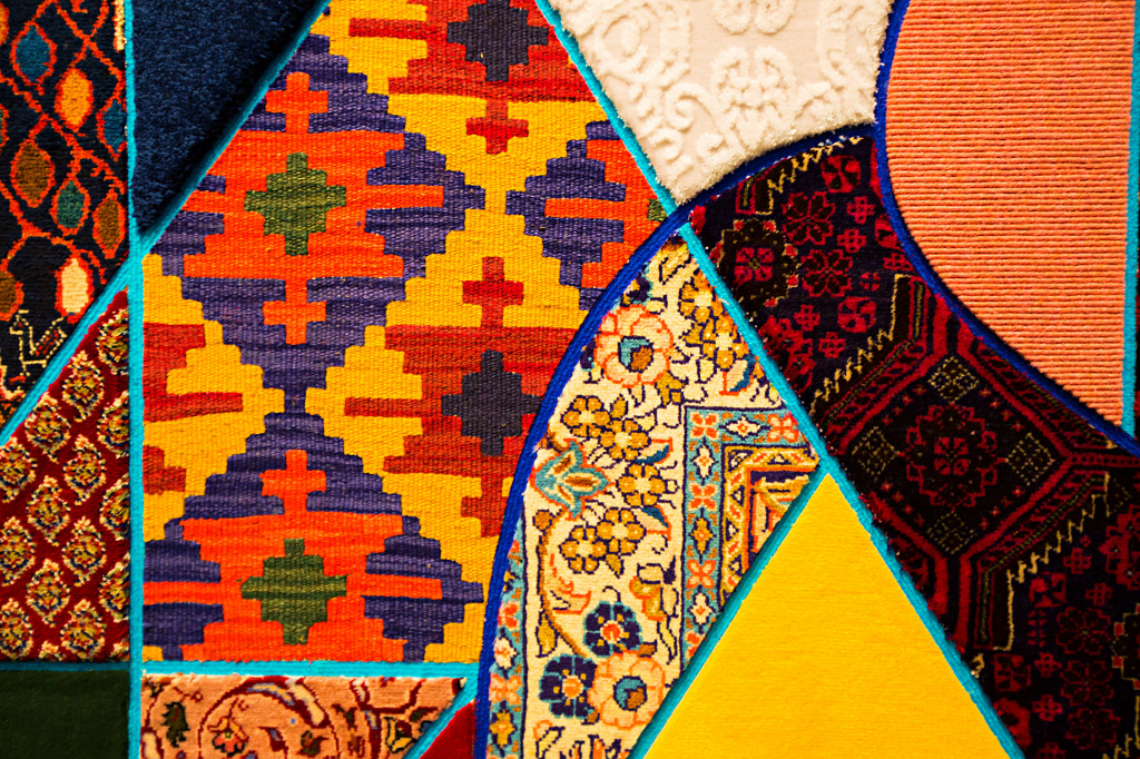 Close-Up of a Colorful Patchwork Rug jigsaw puzzle in Handmade puzzles on TheJigsawPuzzles.com