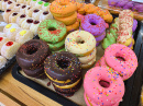 A Colorful Assortment of Donuts in a Bakery