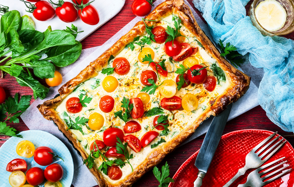 Delicious Tomato Tart jigsaw puzzle in Food & Bakery puzzles on TheJigsawPuzzles.com