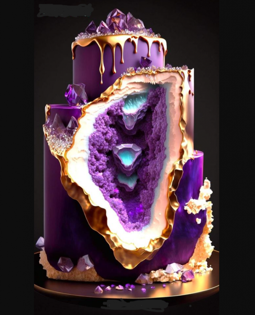 Amethyst Birthday Cake jigsaw puzzle in Carolyn Wright puzzles on TheJigsawPuzzles.com