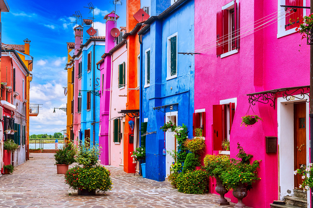 Maisons de l’île de Burano, Italie jigsaw puzzle in Paysages urbains puzzles on TheJigsawPuzzles.com