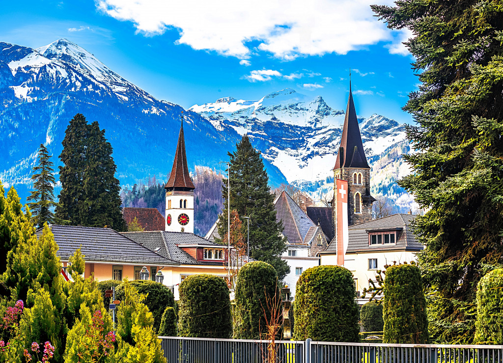 The Picturesque Town of Interlaken, Switzerland jigsaw puzzle in Puzzle of the Day puzzles on TheJigsawPuzzles.com
