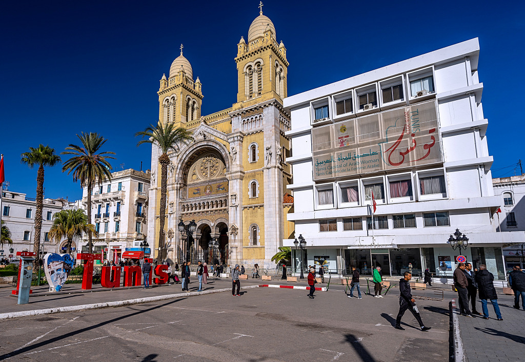 Cathédrale Saint-Vincent de Paul, Tunis jigsaw puzzle in Paysages urbains puzzles on TheJigsawPuzzles.com