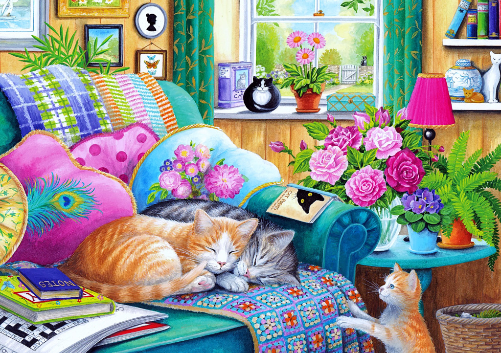 Cochilos de Gato jigsaw puzzle in Animais puzzles on TheJigsawPuzzles.com