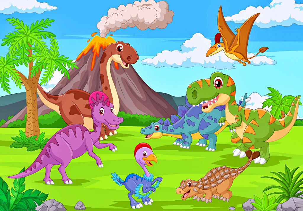 Lustige Dinosaurier im Dschungel jigsaw puzzle in Kinder Puzzles puzzles on TheJigsawPuzzles.com