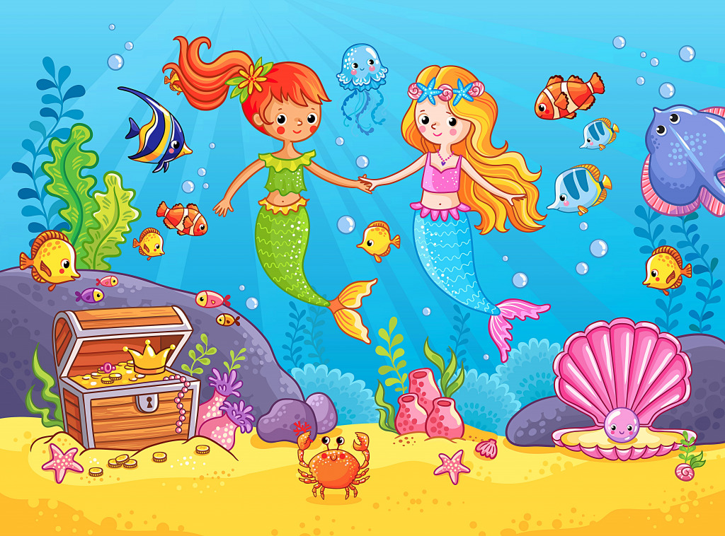 Mermaids Among Fishes jigsaw puzzle in Under the Sea puzzles on TheJigsawPuzzles.com