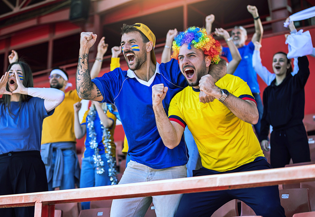 Cheering Soccer Fans jigsaw puzzle in People puzzles on TheJigsawPuzzles.com