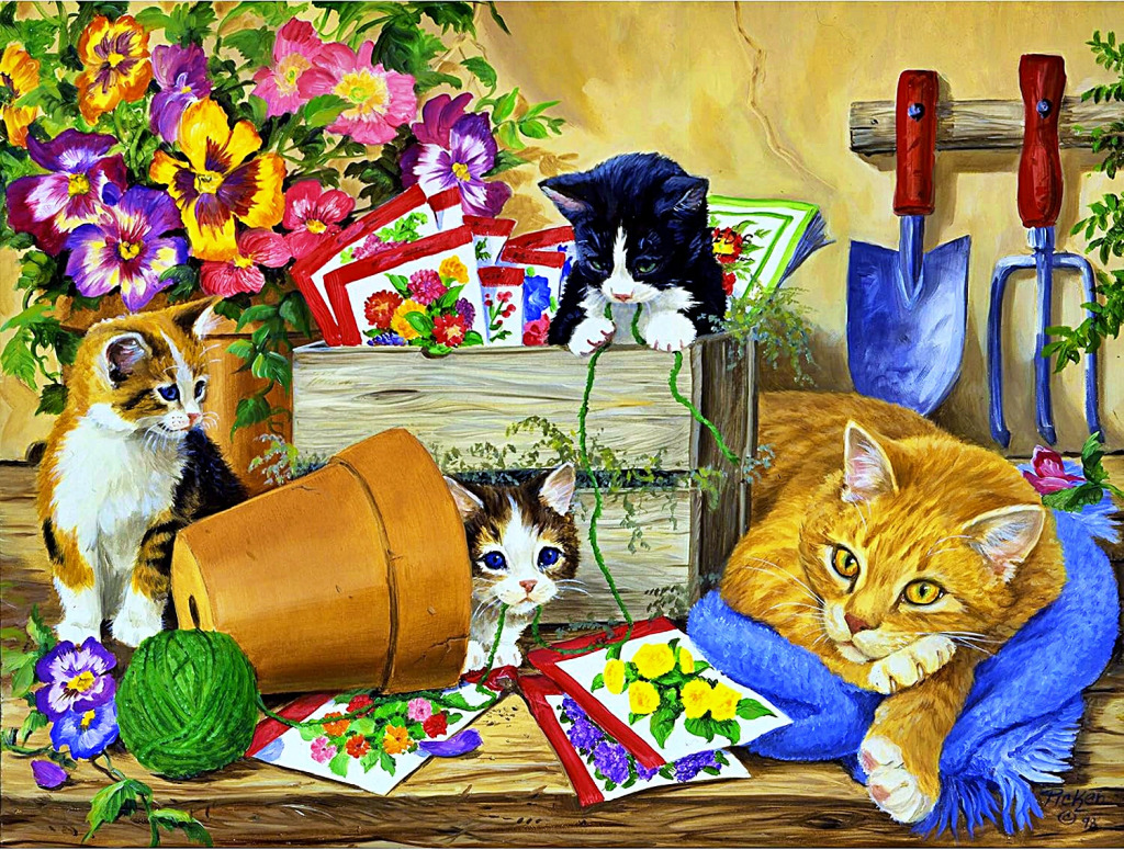 Fluffy Gardeners jigsaw puzzle in Animals puzzles on TheJigsawPuzzles.com