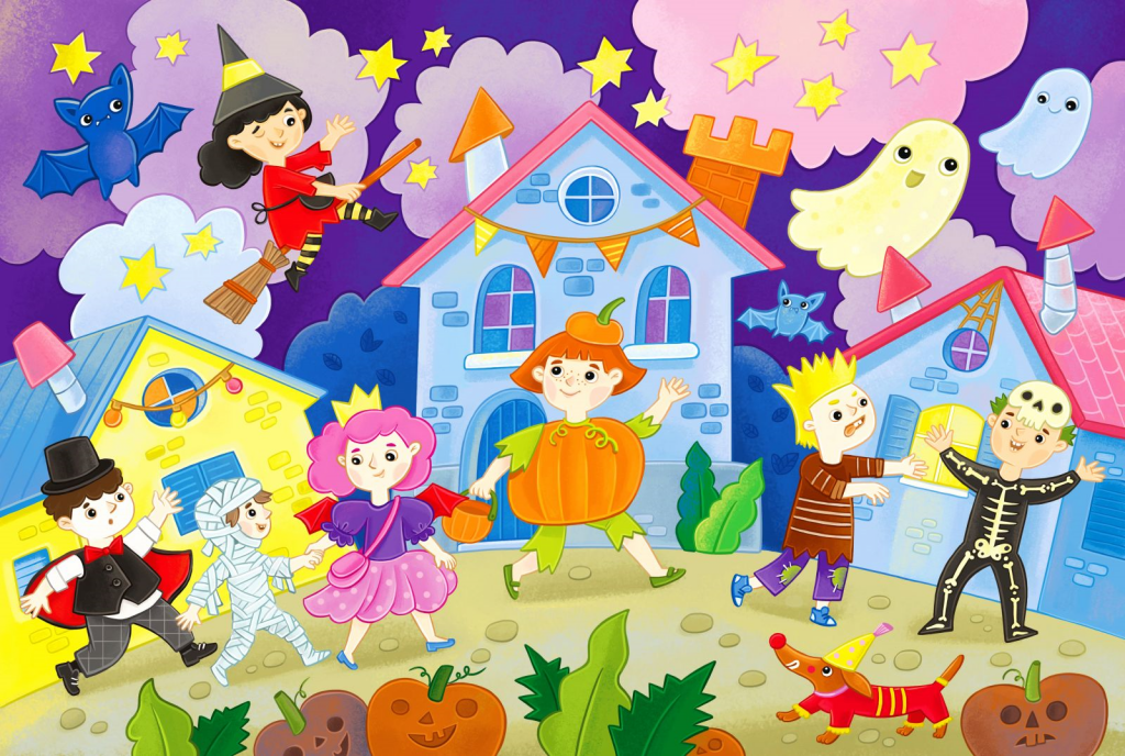 Halloween-Children-in-Carnival-Costumes jigsaw puzzle in Linda L Hill puzzles on TheJigsawPuzzles.com