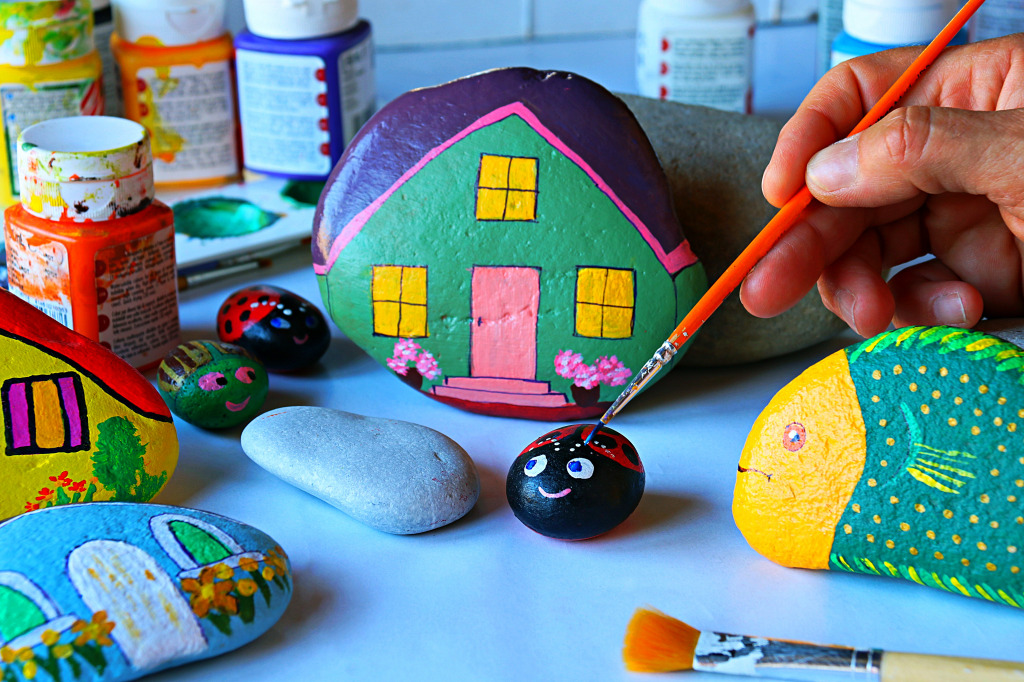 Hand-Painted Stones jigsaw puzzle in Handmade puzzles on TheJigsawPuzzles.com