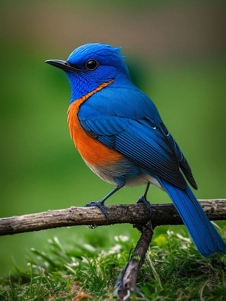 Blue and Orange Flycatcher jigsaw puzzle in WENDY KNOLL puzzles on TheJigsawPuzzles.com