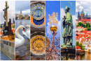 A Collage of Landmarks in Prague, Czech Republic