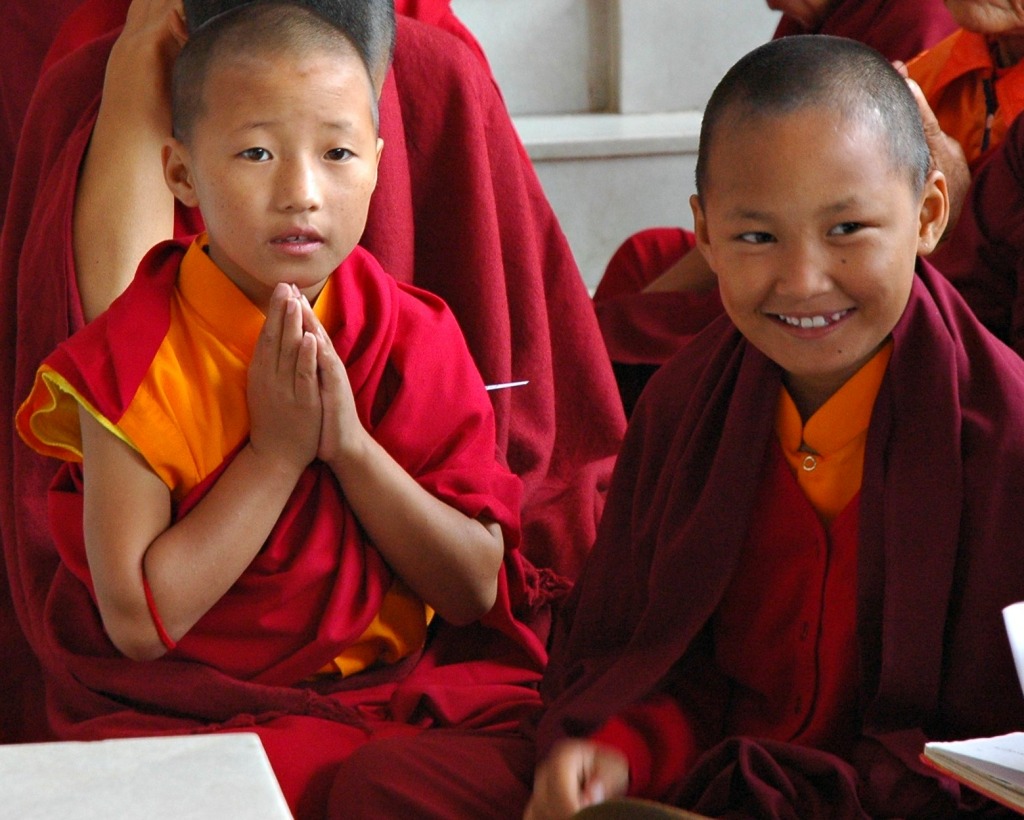 Two Initiate Monks, Kathmandu, Nepal jigsaw puzzle in People puzzles on TheJigsawPuzzles.com