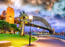 View of Sydney Harbour Bridge at Sunset, Australia