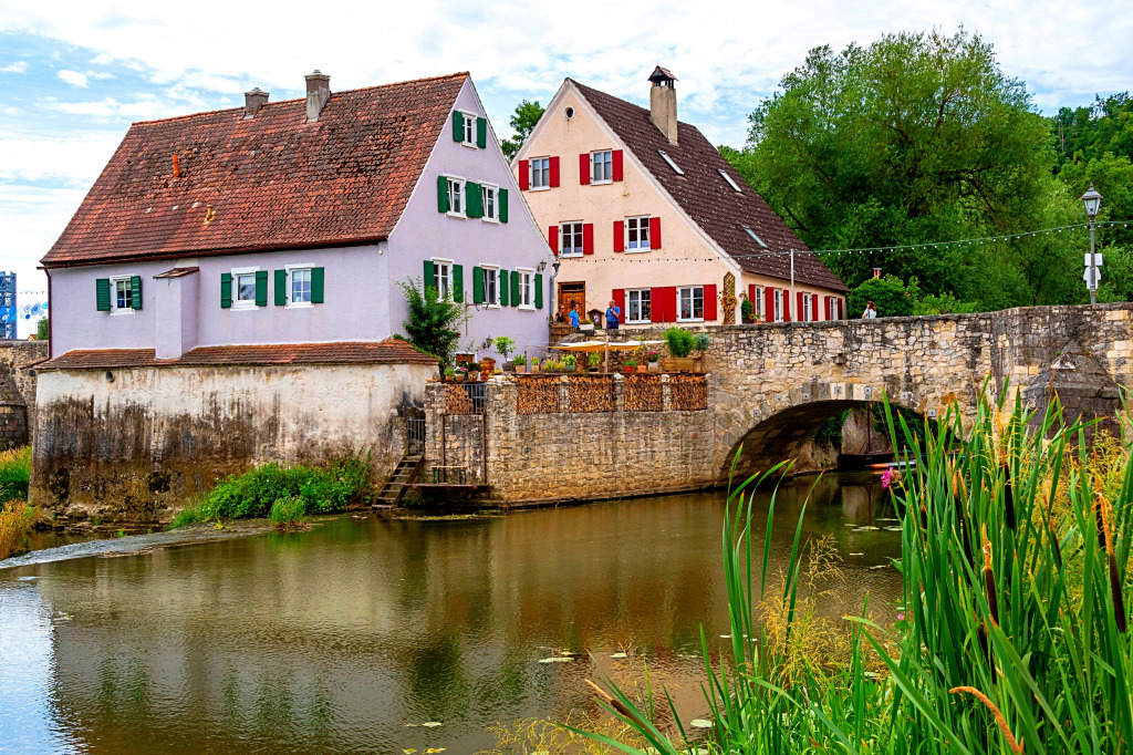 View of the Wörnitz River in Harburg, Germany jigsaw puzzle in Bridges puzzles on TheJigsawPuzzles.com