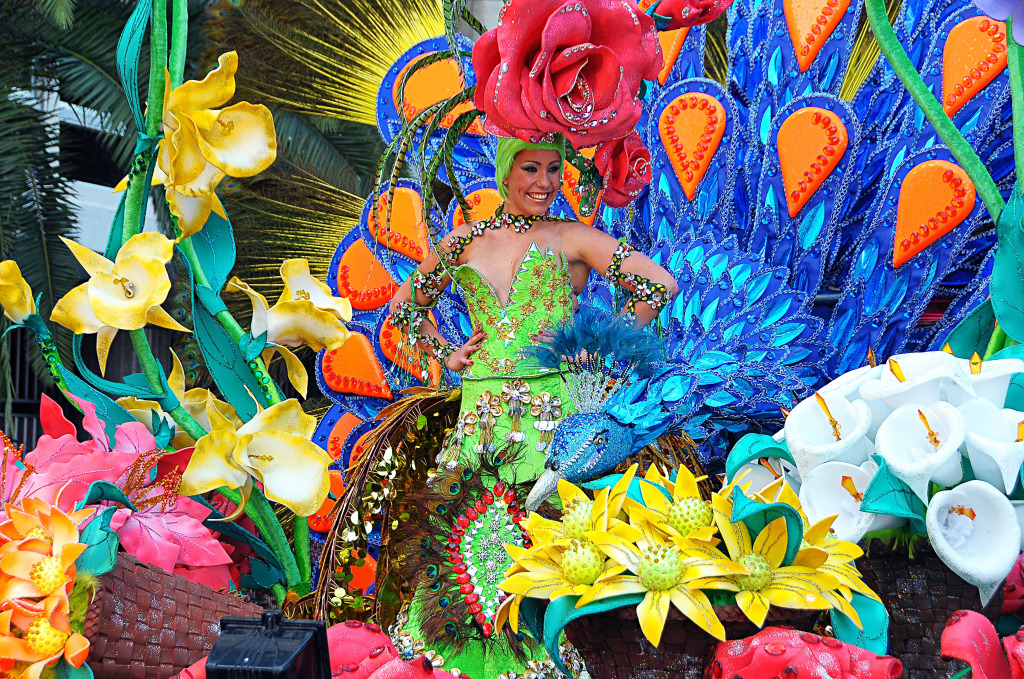 A Floral Costume at a Parade in Santa Cruz jigsaw puzzle in Flowers puzzles on TheJigsawPuzzles.com