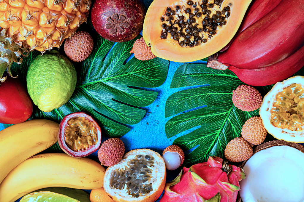 Fresh Tropical Fruits jigsaw puzzle in Fruits & Veggies puzzles on TheJigsawPuzzles.com