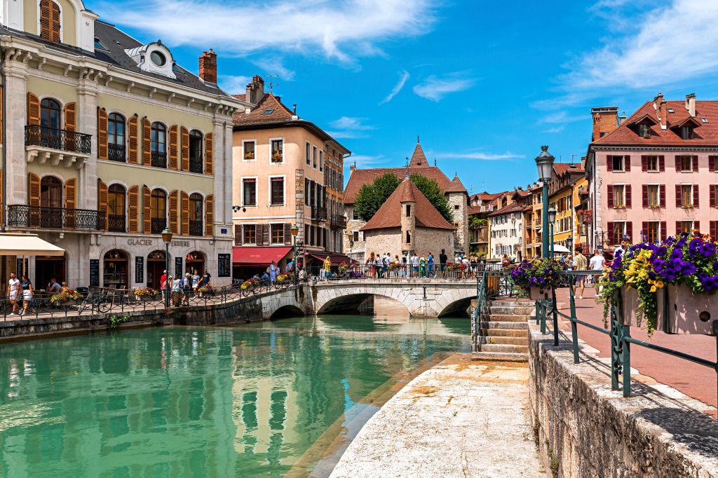 A Promenade along the Canal in Annecy, France jigsaw puzzle in Bridges puzzles on TheJigsawPuzzles.com