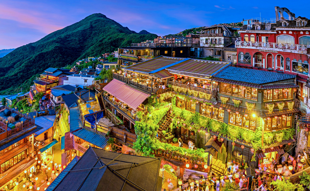 Vue de la vieille rue Jiufen à Taipei, Taïwan jigsaw puzzle in Puzzle du jour puzzles on TheJigsawPuzzles.com