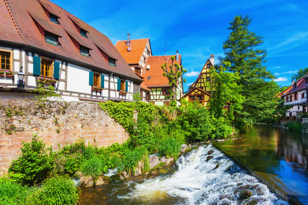 O cênico rio Weiss em Kaysersberg, Alsácia, França jigsaw puzzle in Cachoeiras puzzles on TheJigsawPuzzles.com