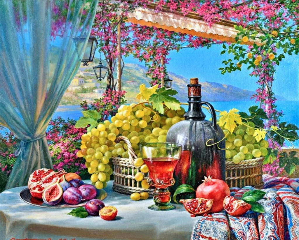 Mediterranean Still Life jigsaw puzzle in Fruits & Veggies puzzles on TheJigsawPuzzles.com