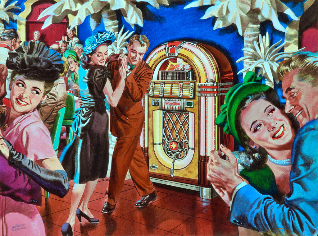 Wurlitzer Jukebox Advertisement Art jigsaw puzzle in People puzzles on TheJigsawPuzzles.com