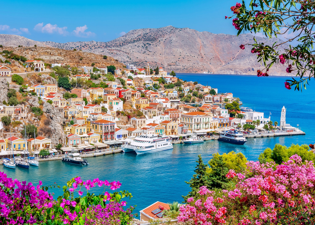 View of the Town of Symi, Greece jigsaw puzzle in Great Sightings puzzles on TheJigsawPuzzles.com