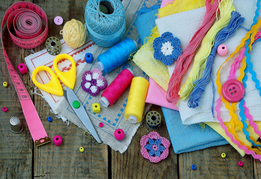 Colorful Needlework Accessories jigsaw puzzle in Handmade puzzles on TheJigsawPuzzles.com