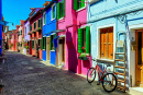 Streets of Burano Island, Venice, Italy