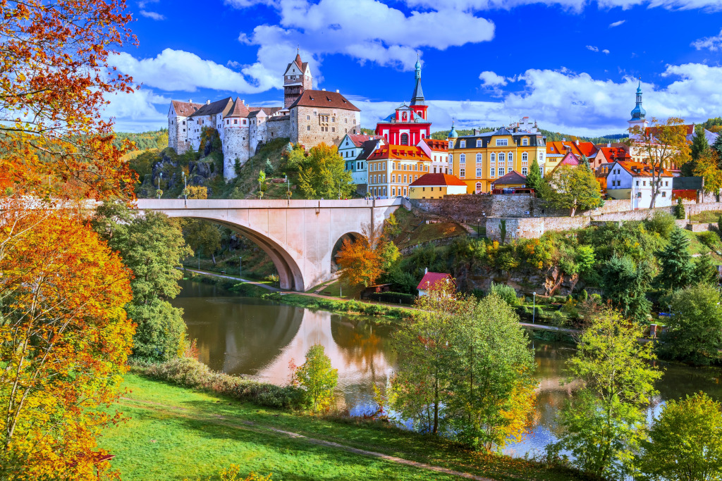Charming View of the Old Town of Loket, Czechia jigsaw puzzle in Puzzle of the Day puzzles on TheJigsawPuzzles.com