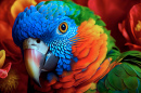 Parrot on a Flower Close-Up