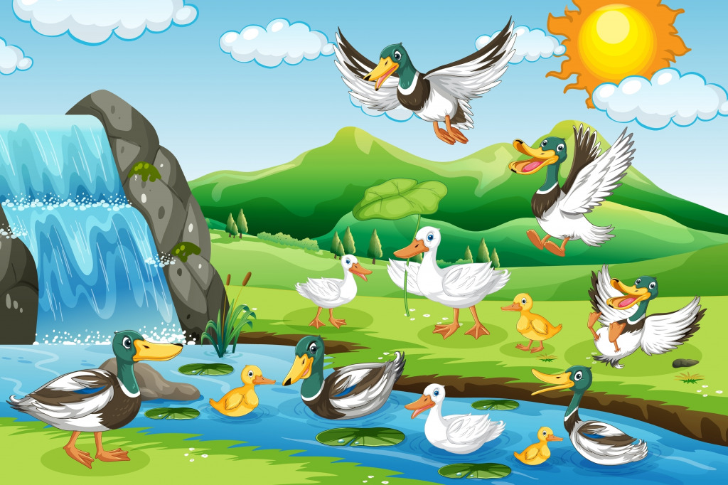 Canards drôles jigsaw puzzle in Chutes d'eau puzzles on TheJigsawPuzzles.com