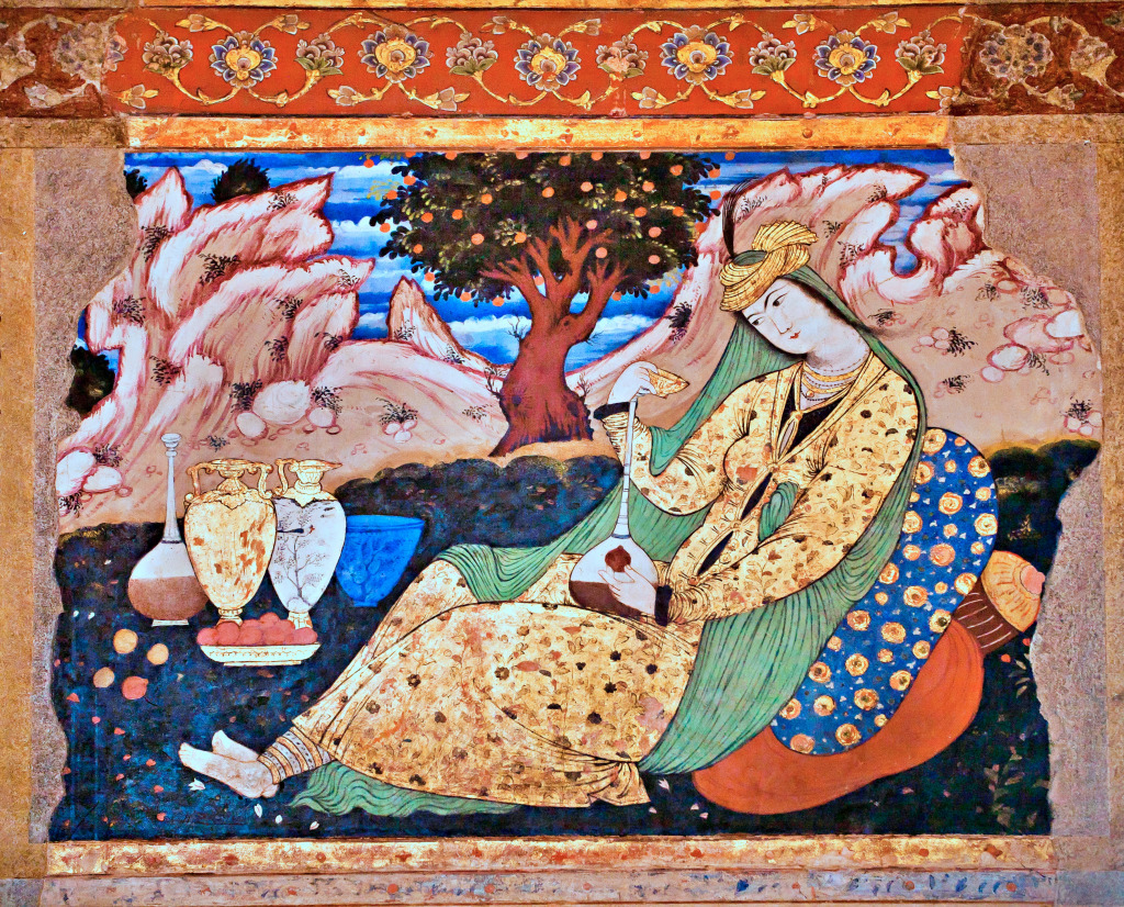 Persian Woman, Ancient fresco in Isfahan, Iran jigsaw puzzle in People puzzles on TheJigsawPuzzles.com