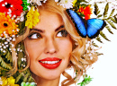 Portrait of a Beautiful Woman with a Butterfly