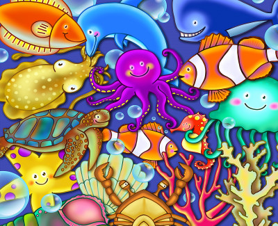 Cartoon Underwater Sea Creatures