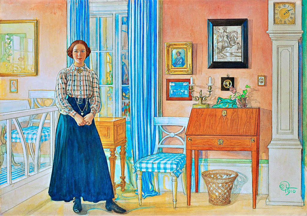 Brita in the Drawing Room by Carl Larsson (1910) jigsaw puzzle in Piece of Art puzzles on TheJigsawPuzzles.com