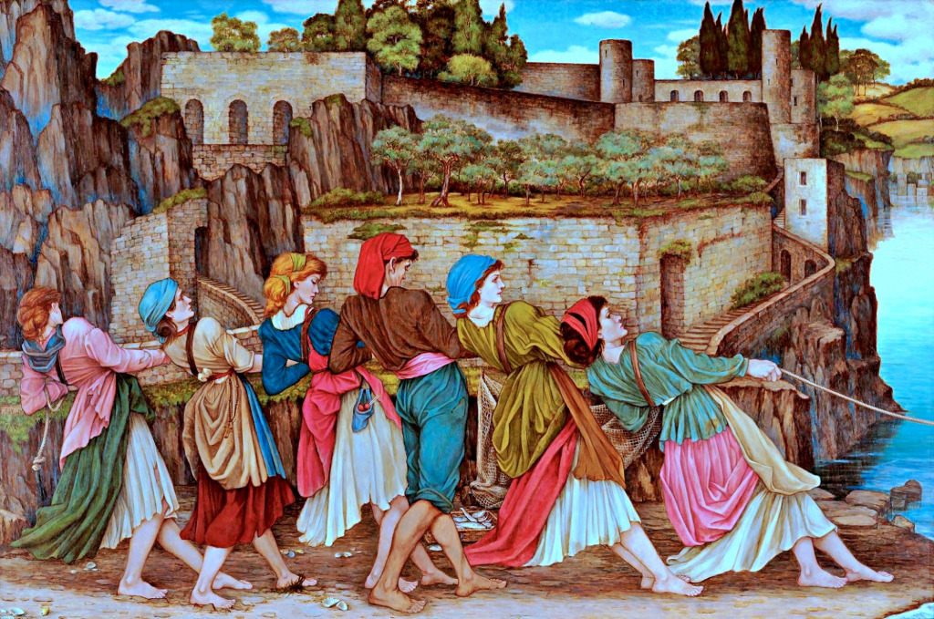 Frauen von Sorrent zeichnen in den Booten jigsaw puzzle in Kunstwerke puzzles on TheJigsawPuzzles.com