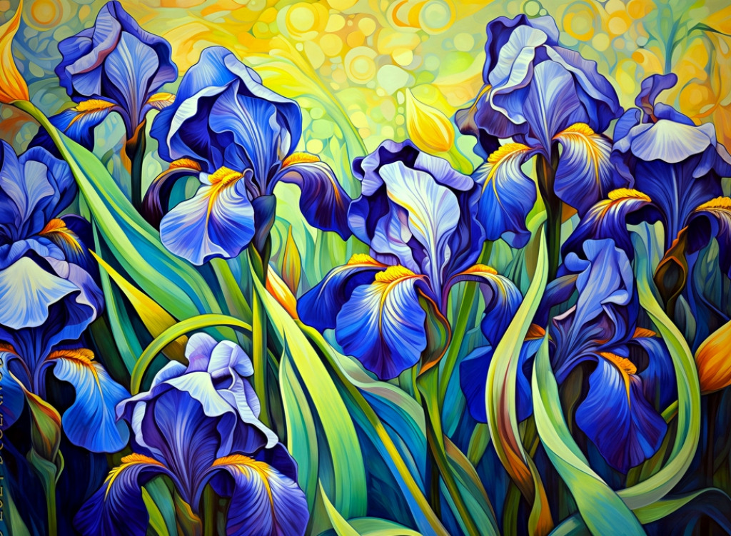 Iriden in Blau und Gelb jigsaw puzzle in Blumen puzzles on TheJigsawPuzzles.com