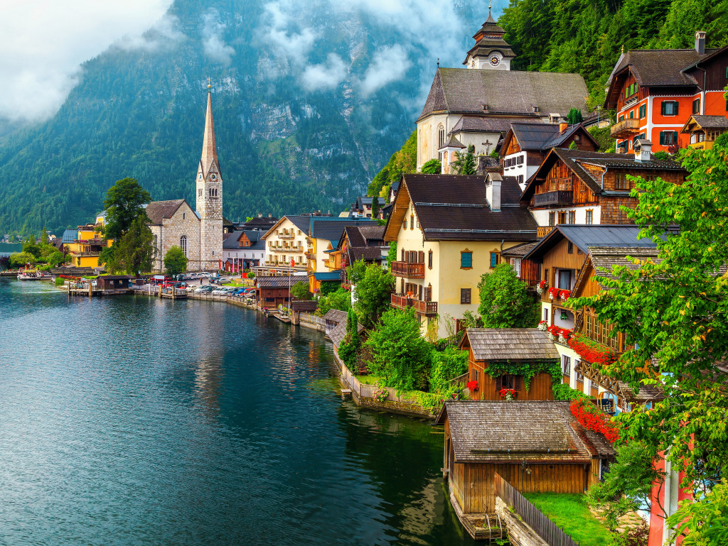 Das malerische Dorf Hallstatt in Österreich jigsaw puzzle in Puzzle des Tages puzzles on TheJigsawPuzzles.com