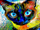 Cute Cat Face in the Impressionist Style