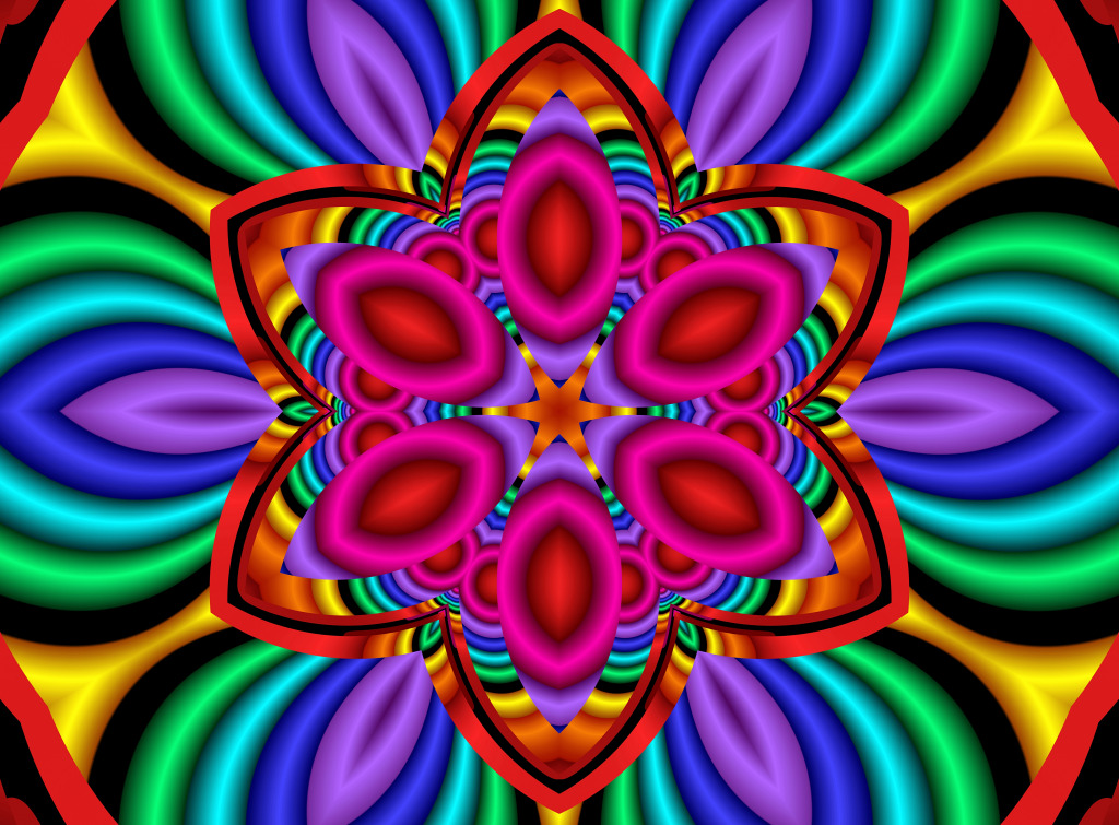 Яркий психоделический цветок jigsaw puzzle in Fractals puzzles on TheJigsawPuzzles.com