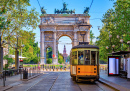 View of the Arch of Peace in Milan, Italy