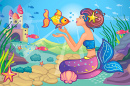 Beautiful Mermaid with a Goldfish