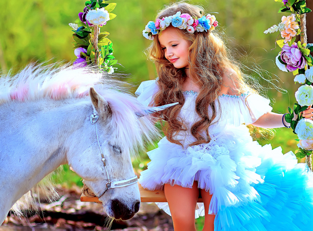 Little Princess and Her Unicorn jigsaw puzzle in People puzzles on TheJigsawPuzzles.com