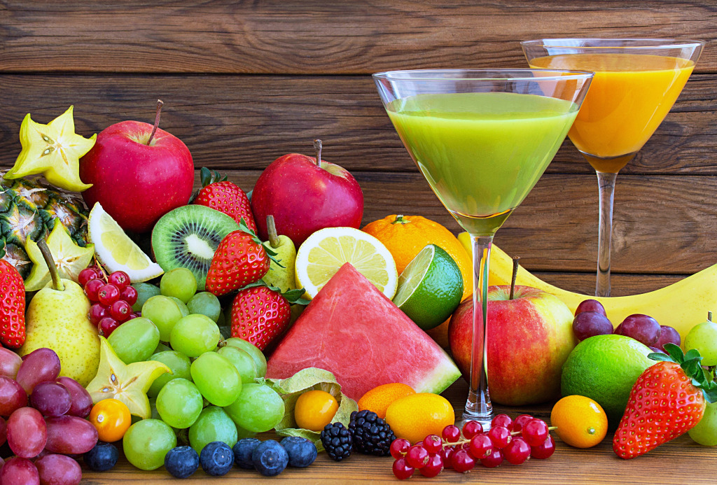 Fresh Fruits and Juices jigsaw puzzle in Fruits & Veggies puzzles on TheJigsawPuzzles.com