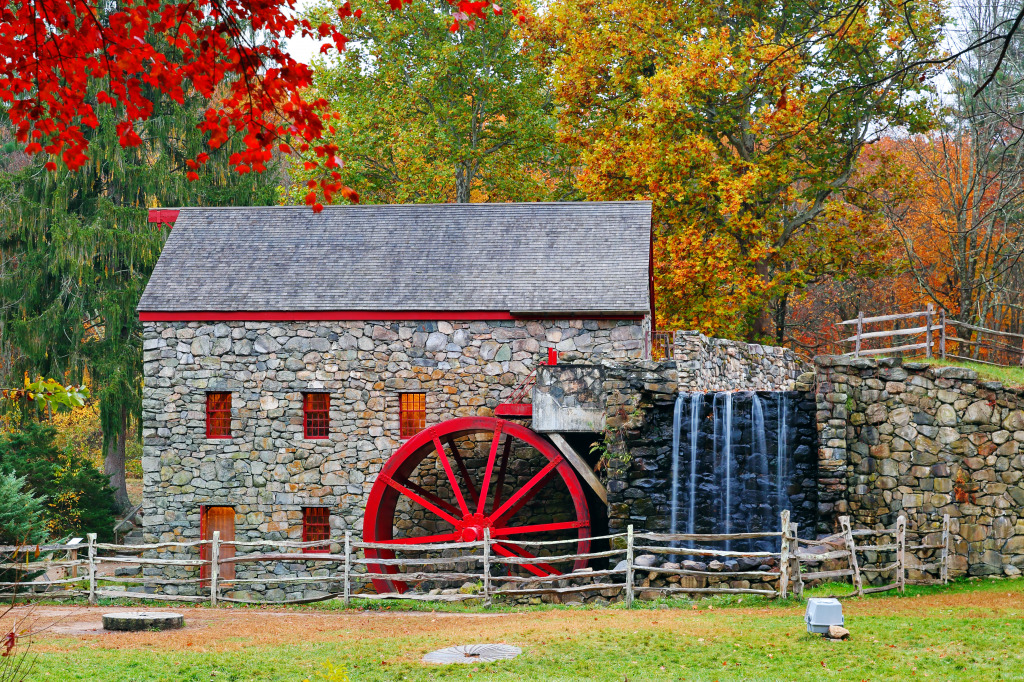 Мельница Wayside Inn Grist Mill в Садбери, штат Массачусетс, США jigsaw puzzle in Водопады puzzles on TheJigsawPuzzles.com