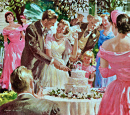 Couple Cutting a Wedding Cake