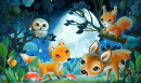 Animals in the Forest at Night