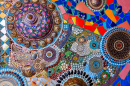 Colorful Mosaics in a Buddhist Temple, Thailand